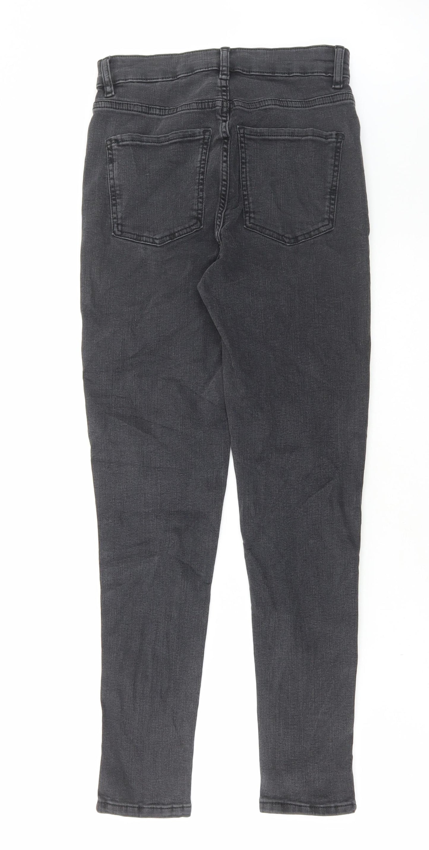 Marks and Spencer Womens Grey Cotton Skinny Jeans Size 8 L27 in Regular Button - Contrasting trim