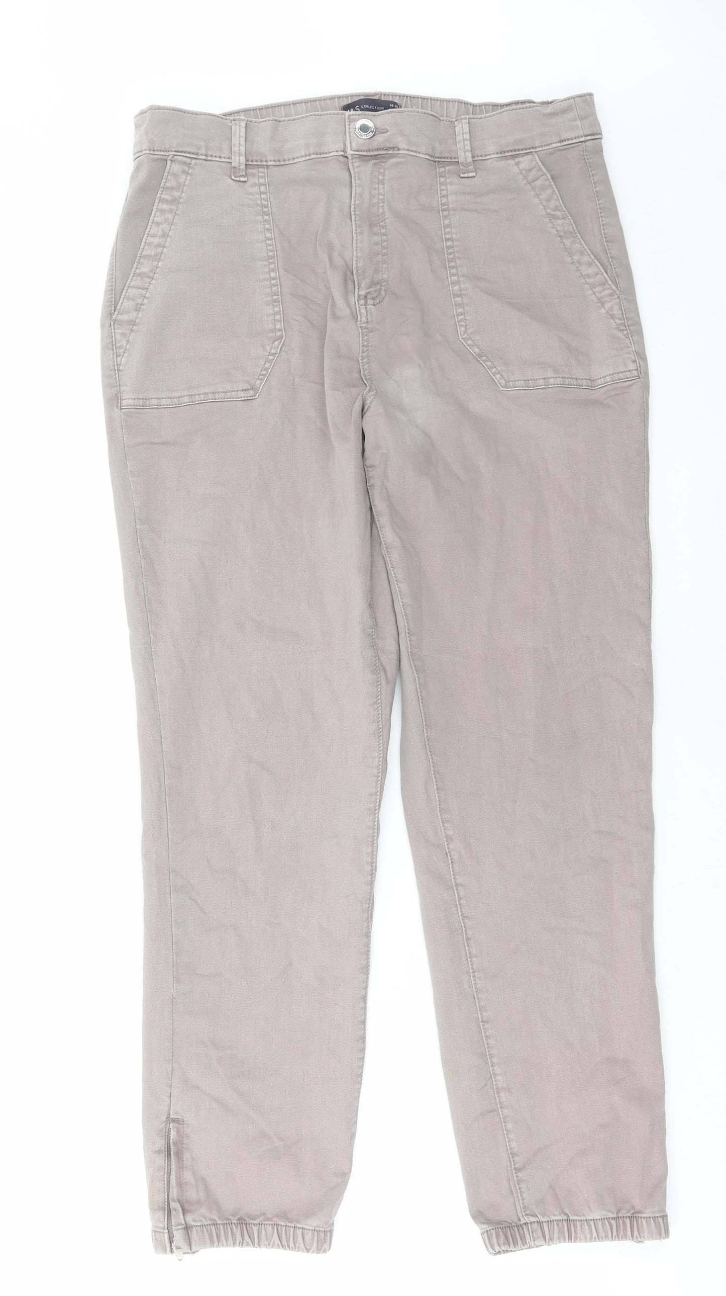 Marks and Spencer Womens Purple Cotton Tapered Jeans Size 14 L28 in Regular Button
