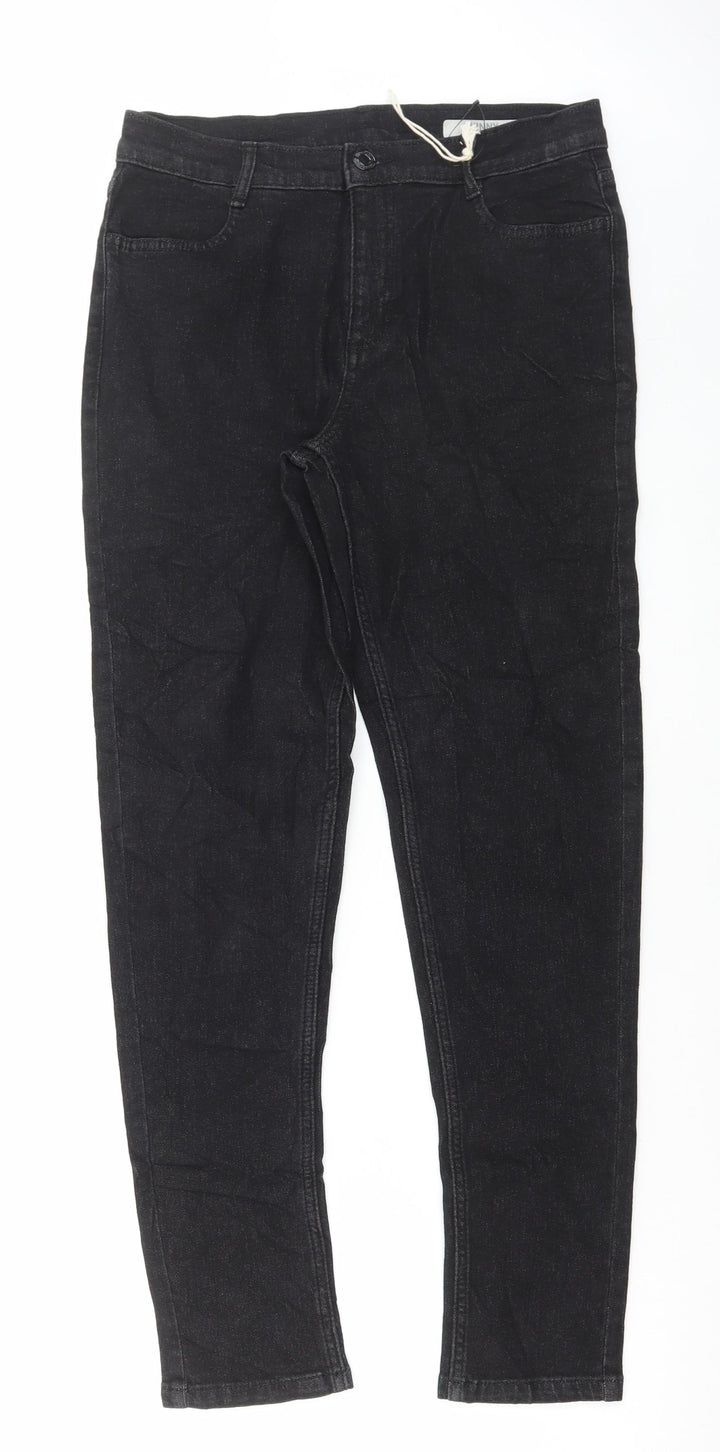 Marks and Spencer Womens Black Cotton Skinny Jeans Size 10 L28 in Regular Button