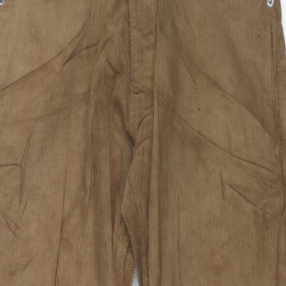 Marks and Spencer Mens Brown Cotton Trousers Size 30 in L29 in Regular Button