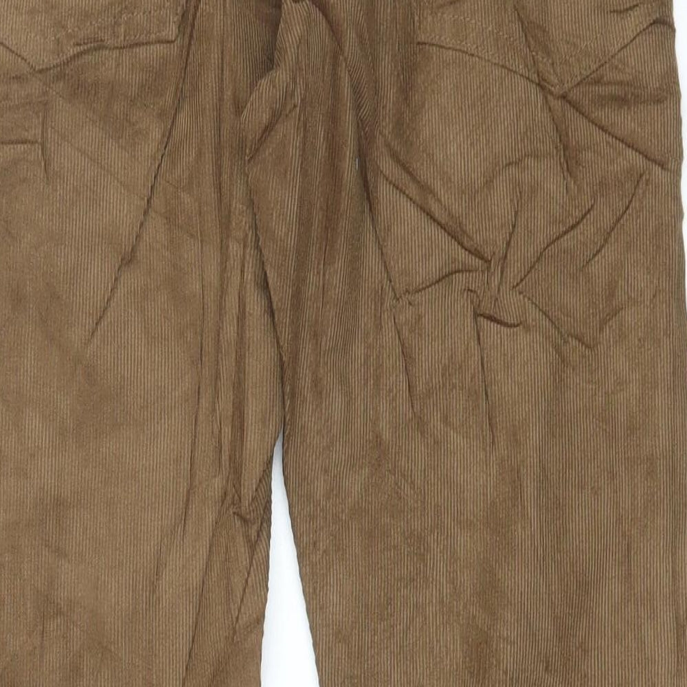 Marks and Spencer Mens Brown Cotton Trousers Size 30 in L29 in Regular Button