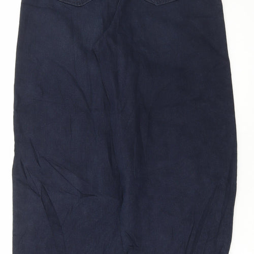 Marks and Spencer Womens Blue Cotton Wide-Leg Jeans Size 8 L30 in Regular Button - Balloon Leg