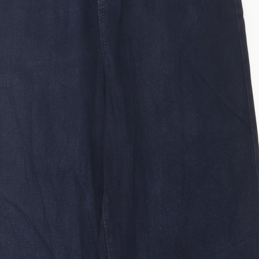 Marks and Spencer Womens Blue Cotton Wide-Leg Jeans Size 8 L30 in Regular Button - Balloon Leg