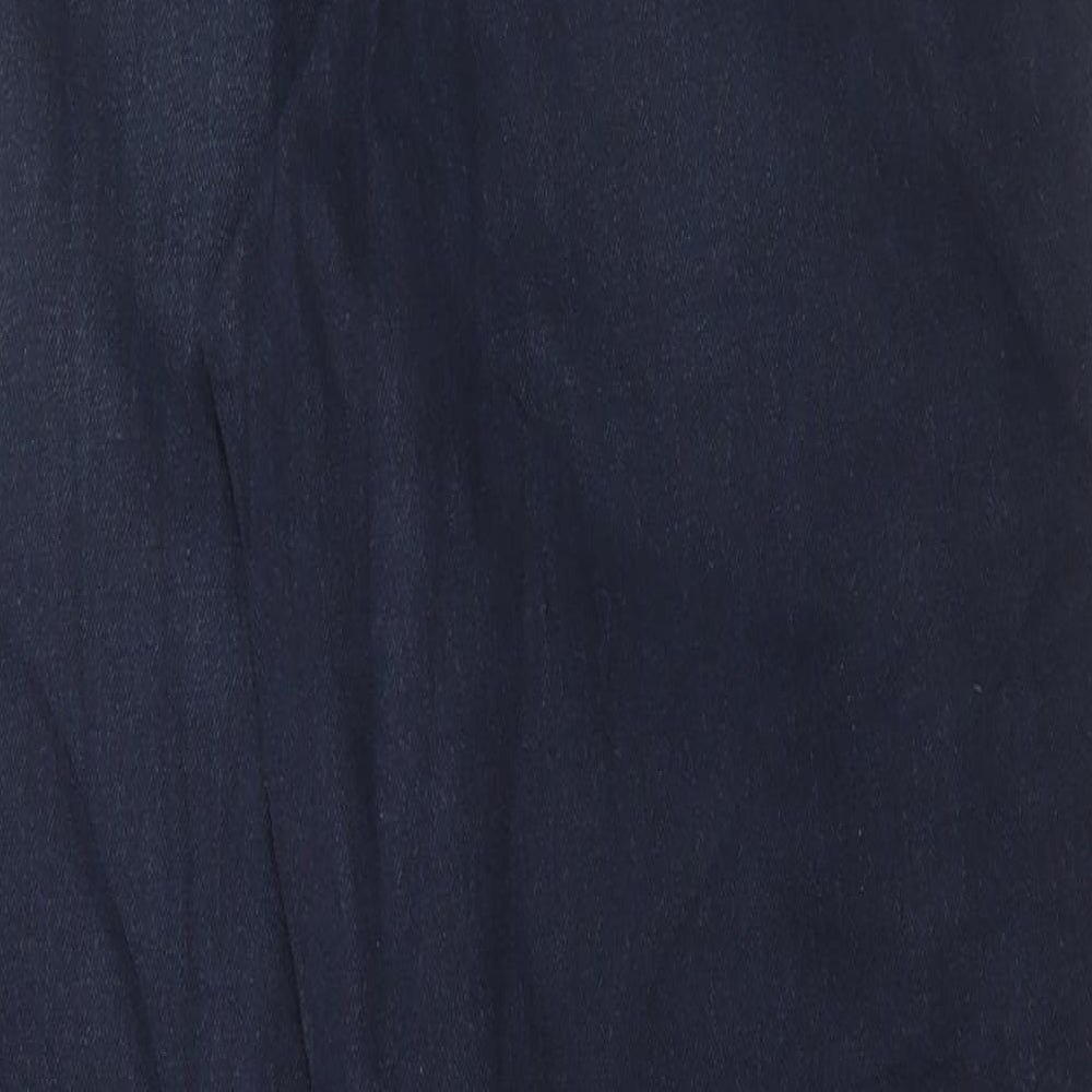 Marks and Spencer Womens Blue Cotton Wide-Leg Jeans Size 8 L30 in Regular Button - Balloon Leg