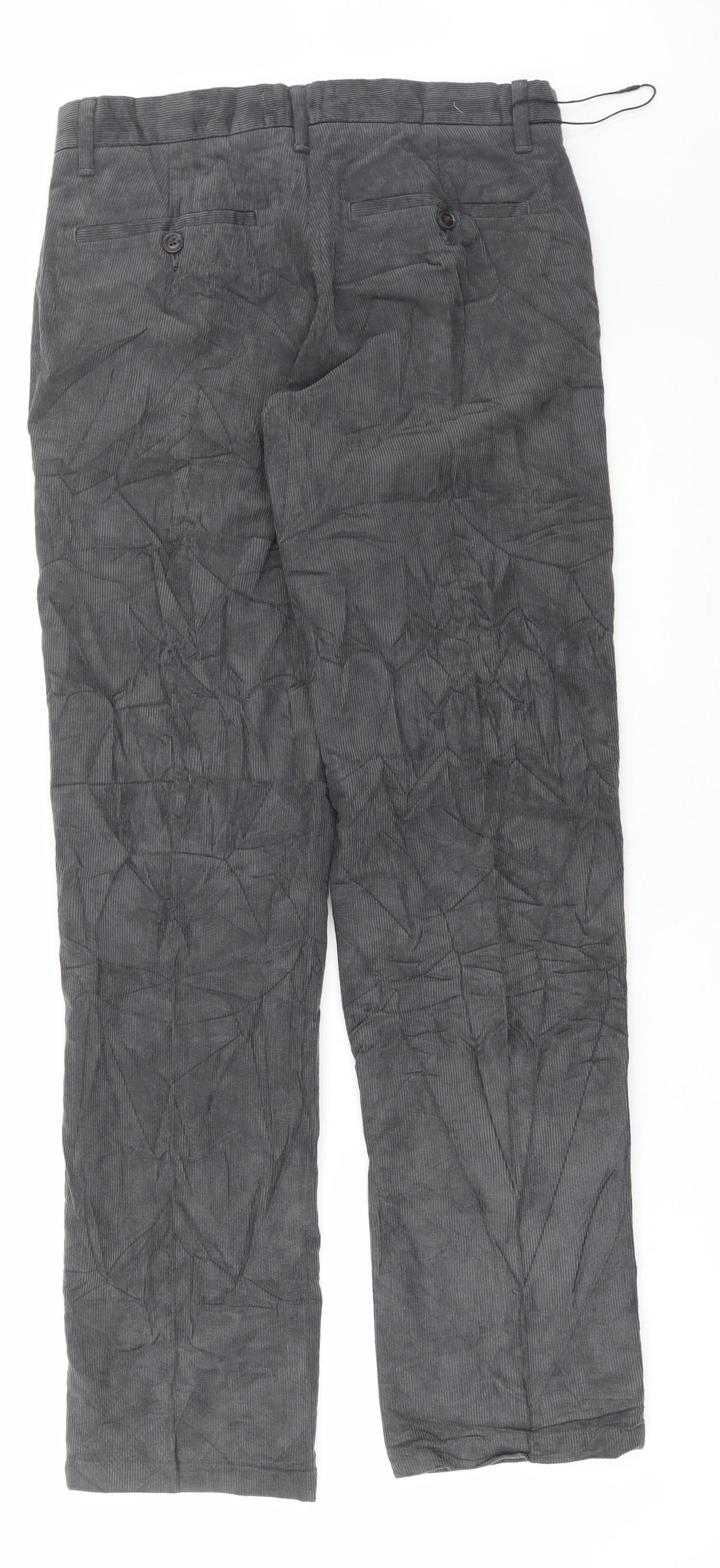 Marks and Spencer Mens Grey Cotton Trousers Size 30 in L31 in Regular Button