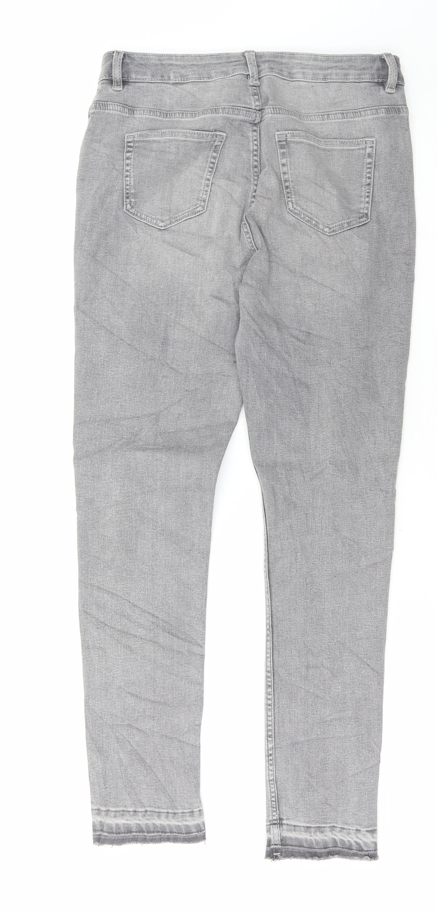 Marks and Spencer Girls Grey Cotton Skinny Jeans Size 14-15 Years Regular Button