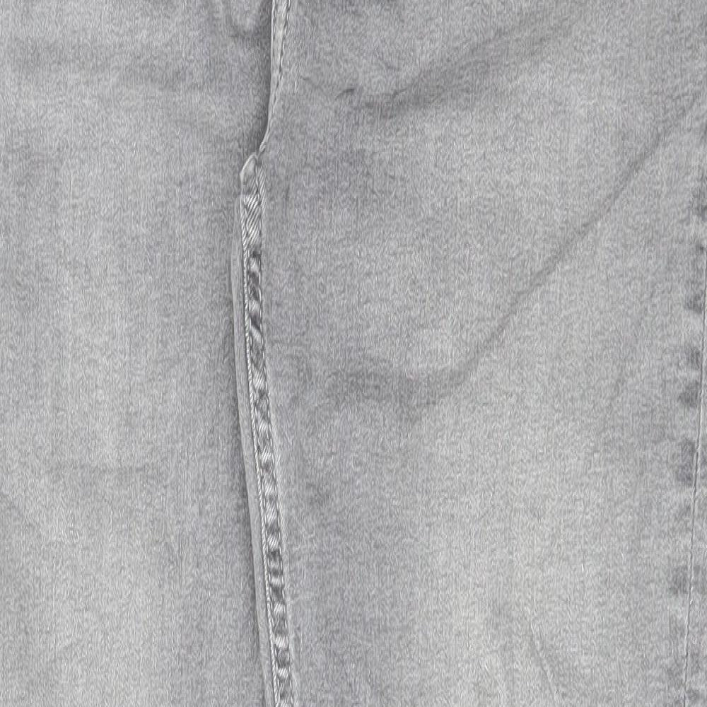 Marks and Spencer Girls Grey Cotton Skinny Jeans Size 14-15 Years Regular Button