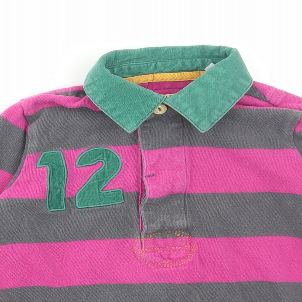 Joules Boys Multicoloured Striped Cotton Basic T-Shirt Size 4 Years Collared Button