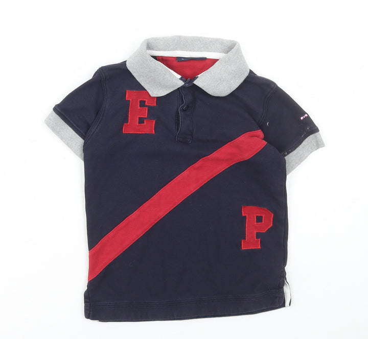 Eden Park Boys Blue Cotton Basic Polo Size 6 Years Collared Button