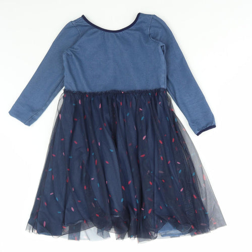 MyTwirl Girls Blue Polka Dot Cotton A-Line Size 9-10 Years Round Neck Pullover