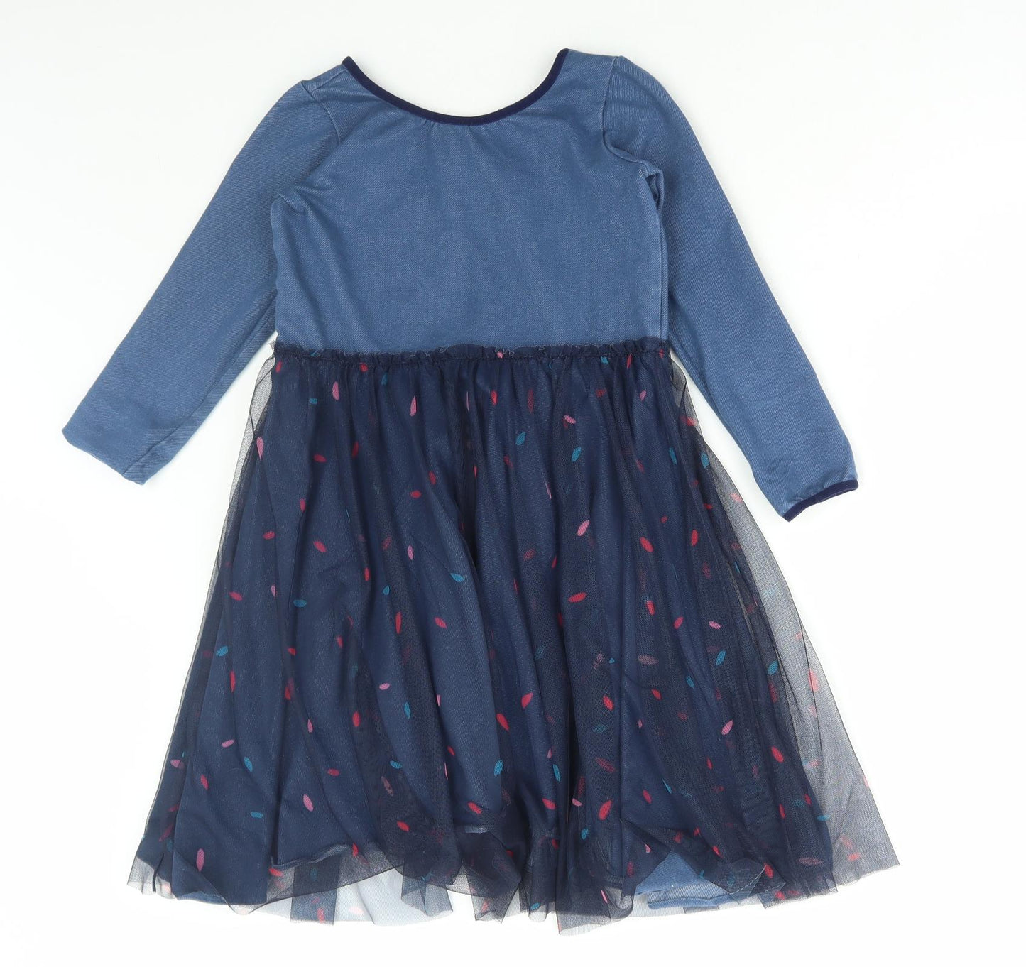 MyTwirl Girls Blue Polka Dot Cotton A-Line Size 9-10 Years Round Neck Pullover