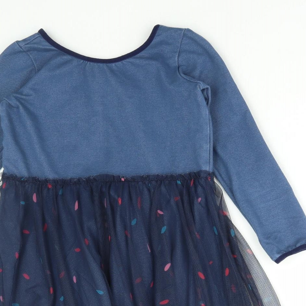 MyTwirl Girls Blue Polka Dot Cotton A-Line Size 9-10 Years Round Neck Pullover