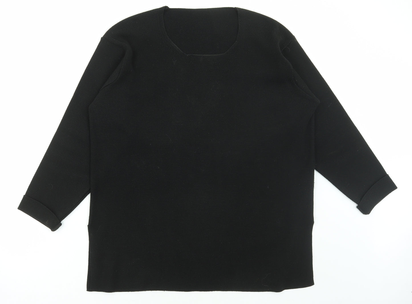 Marks and Spencer Womens Black Scoop Neck Acrylic Pullover Jumper Size 16