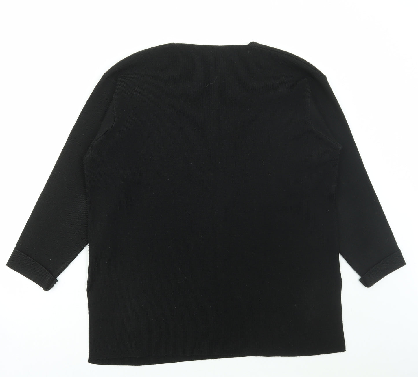 Marks and Spencer Womens Black Scoop Neck Acrylic Pullover Jumper Size 16