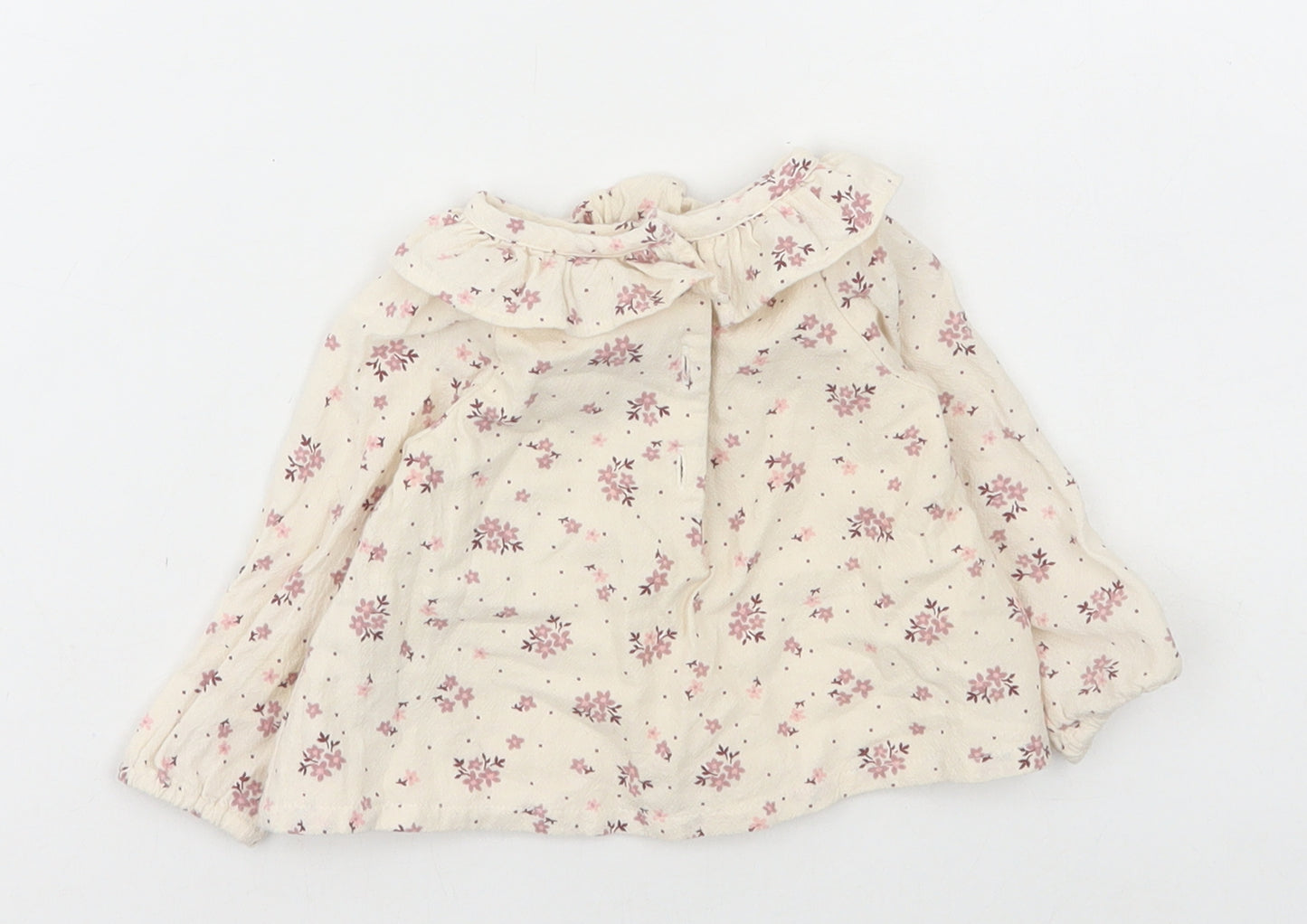 George Girls Multicoloured Floral Cotton Basic Blouse Size 0-3 Months Round Neck Button