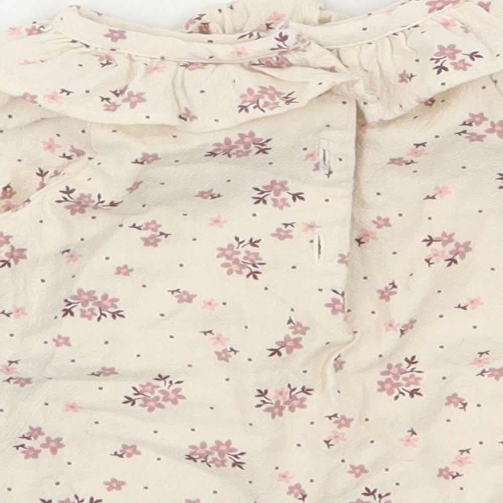 George Girls Multicoloured Floral Cotton Basic Blouse Size 0-3 Months Round Neck Button