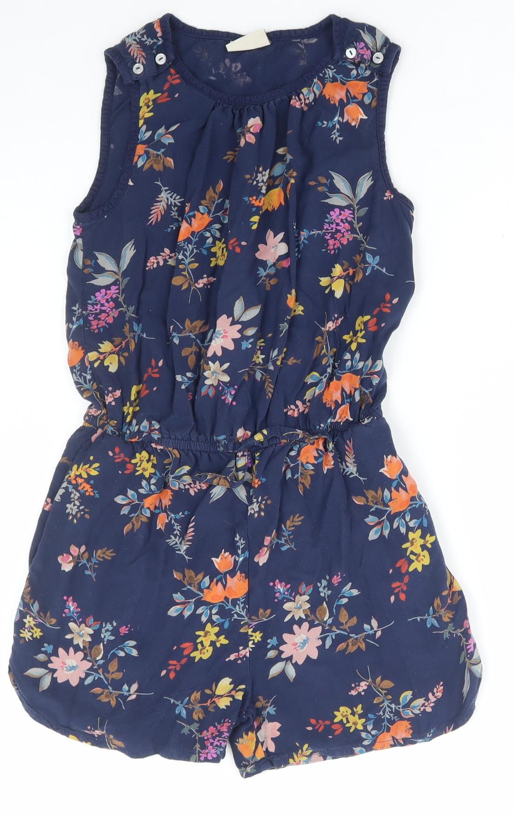 NEXT Girls Multicoloured Floral Viscose Playsuit One-Piece Size 10 Years Button
