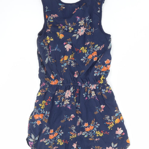 NEXT Girls Multicoloured Floral Viscose Playsuit One-Piece Size 10 Years Button