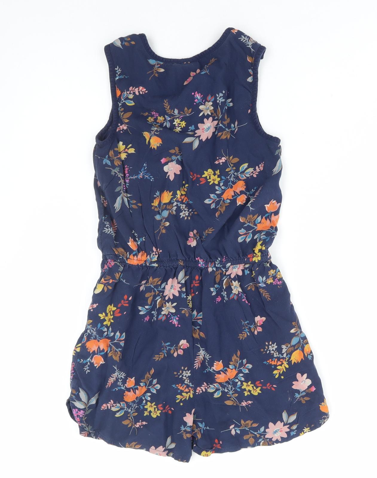 NEXT Girls Multicoloured Floral Viscose Playsuit One-Piece Size 10 Years Button