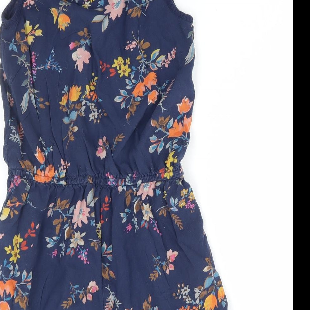 NEXT Girls Multicoloured Floral Viscose Playsuit One-Piece Size 10 Years Button