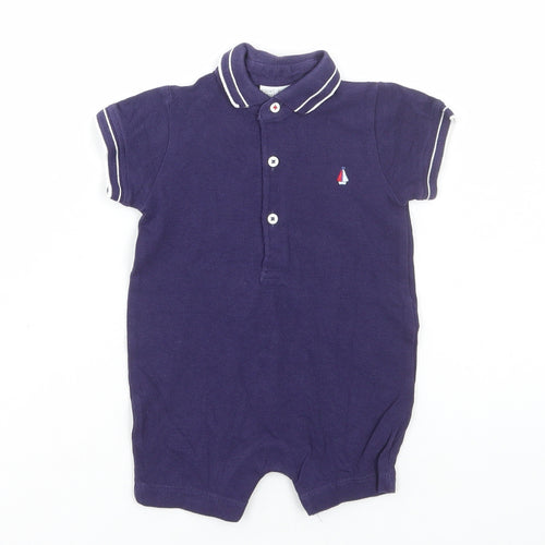 NEXT Boys Blue Cotton Romper Outfit/Set Size 3-6 Months Button