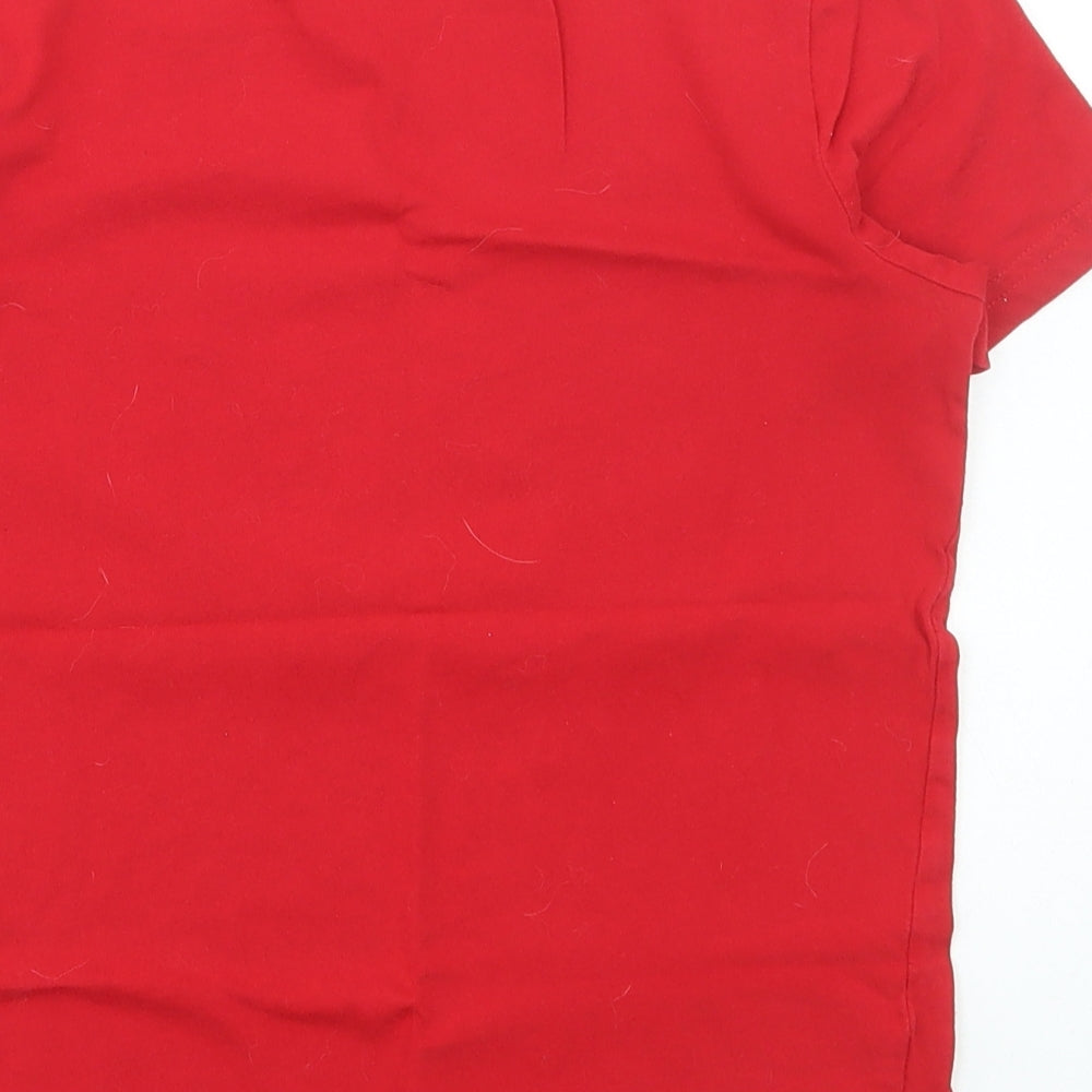 Manchester Boys Red Cotton Basic T-Shirt Size 9-10 Years Round Neck Pullover - Manchester United FC