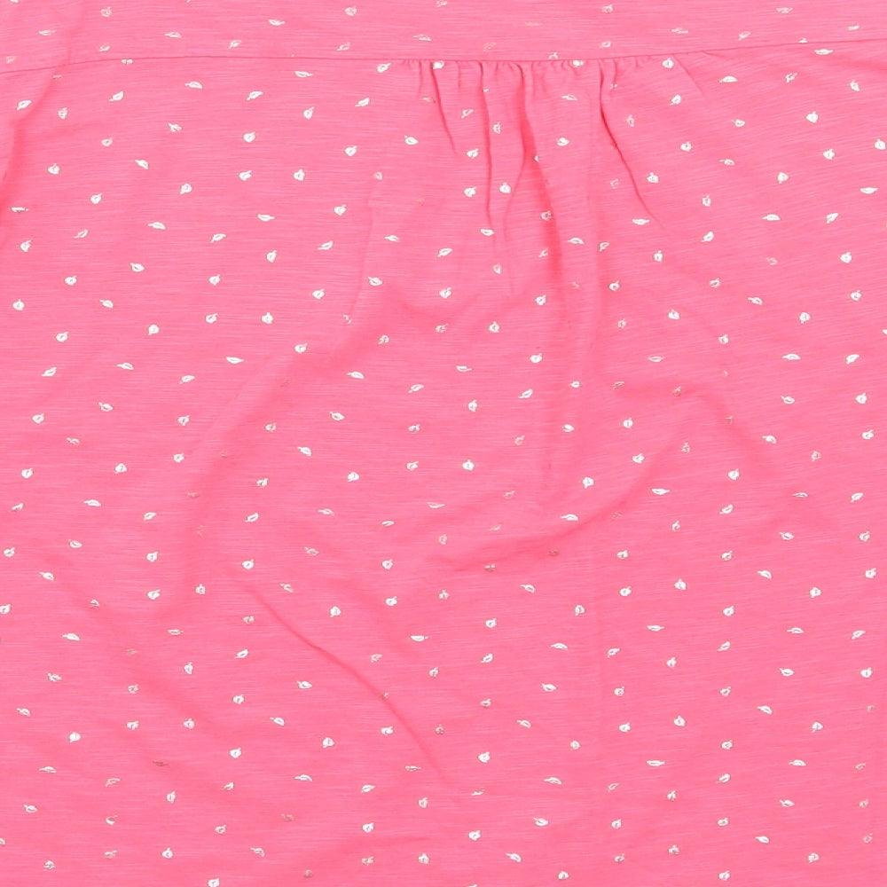 John Lewis Womens Pink Geometric Cotton Basic T-Shirt Size 14 Scoop Neck