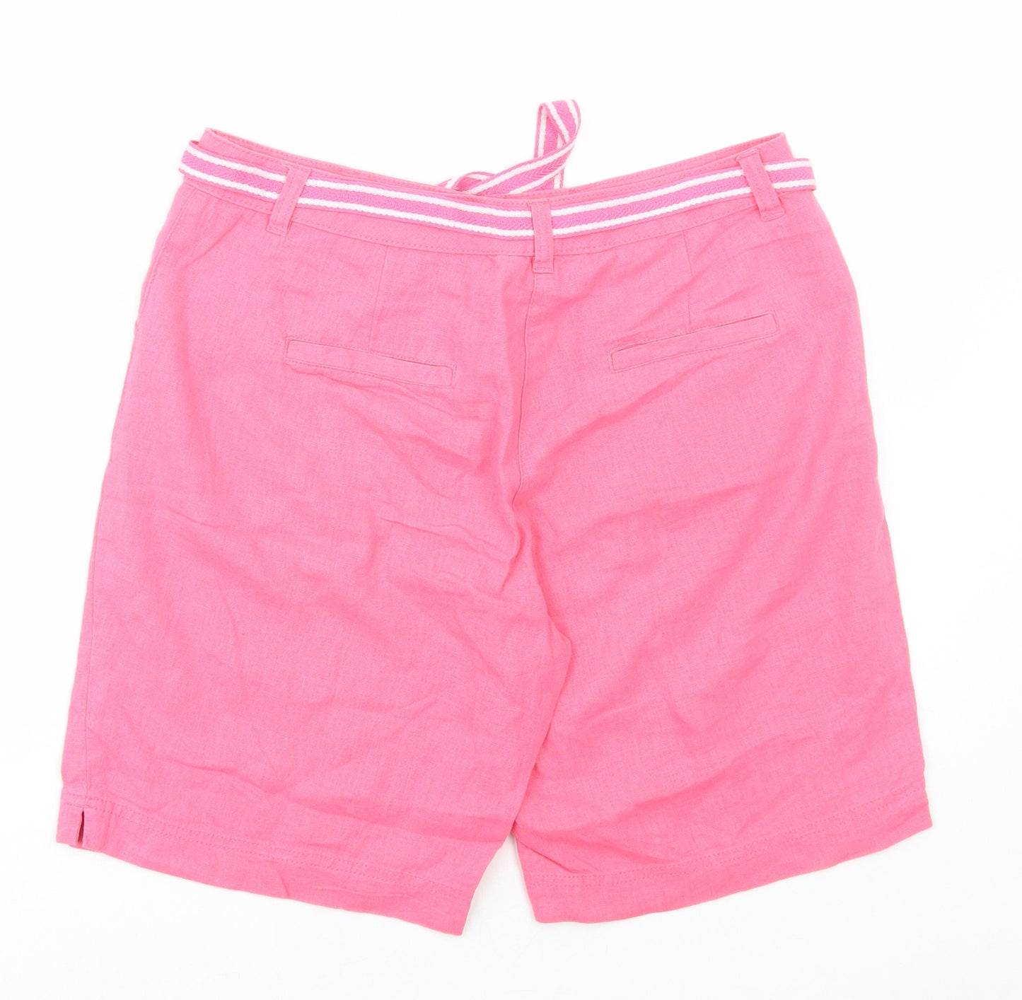 BHS Womens Pink Linen Chino Shorts Size 12 L9 in Regular Button