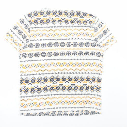 ASOS Mens Multicoloured Geometric Cotton T-Shirt Size XL Round Neck