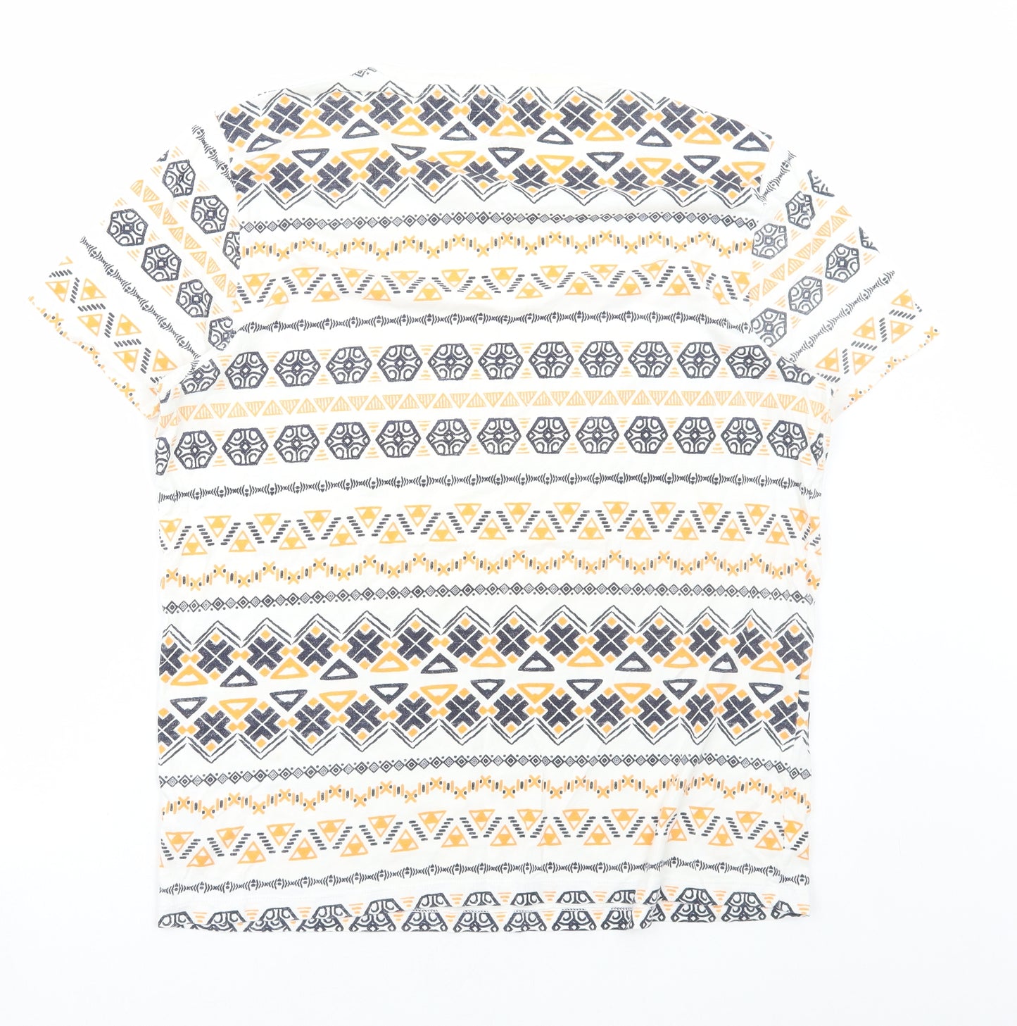 ASOS Mens Multicoloured Geometric Cotton T-Shirt Size XL Round Neck