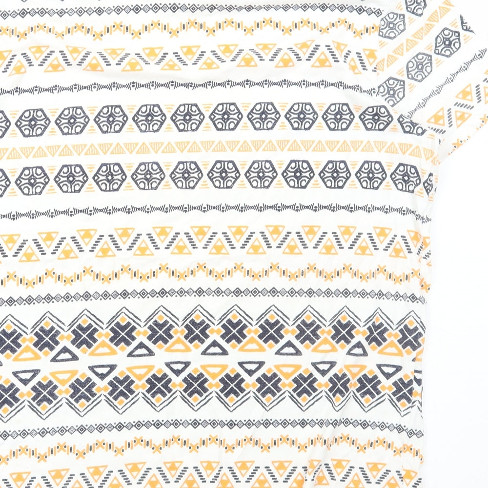 ASOS Mens Multicoloured Geometric Cotton T-Shirt Size XL Round Neck