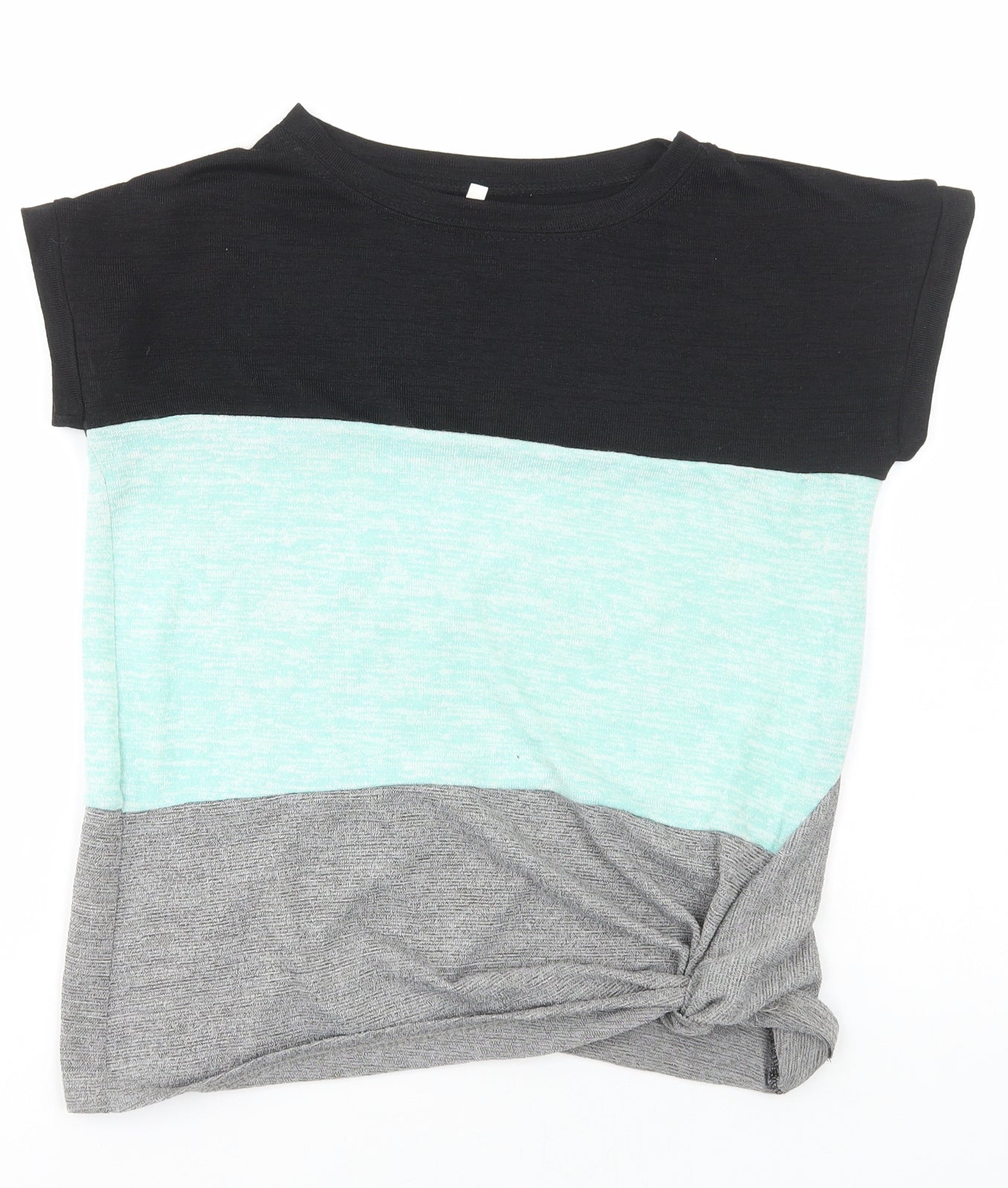 Preworn Womens Multicoloured Colourblock Cotton Basic T-Shirt Size S Round Neck