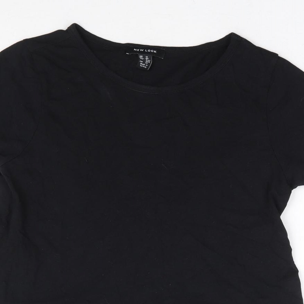 New Look Womens Black 100% Cotton Basic T-Shirt Size 12 Round Neck - Peplum Smock