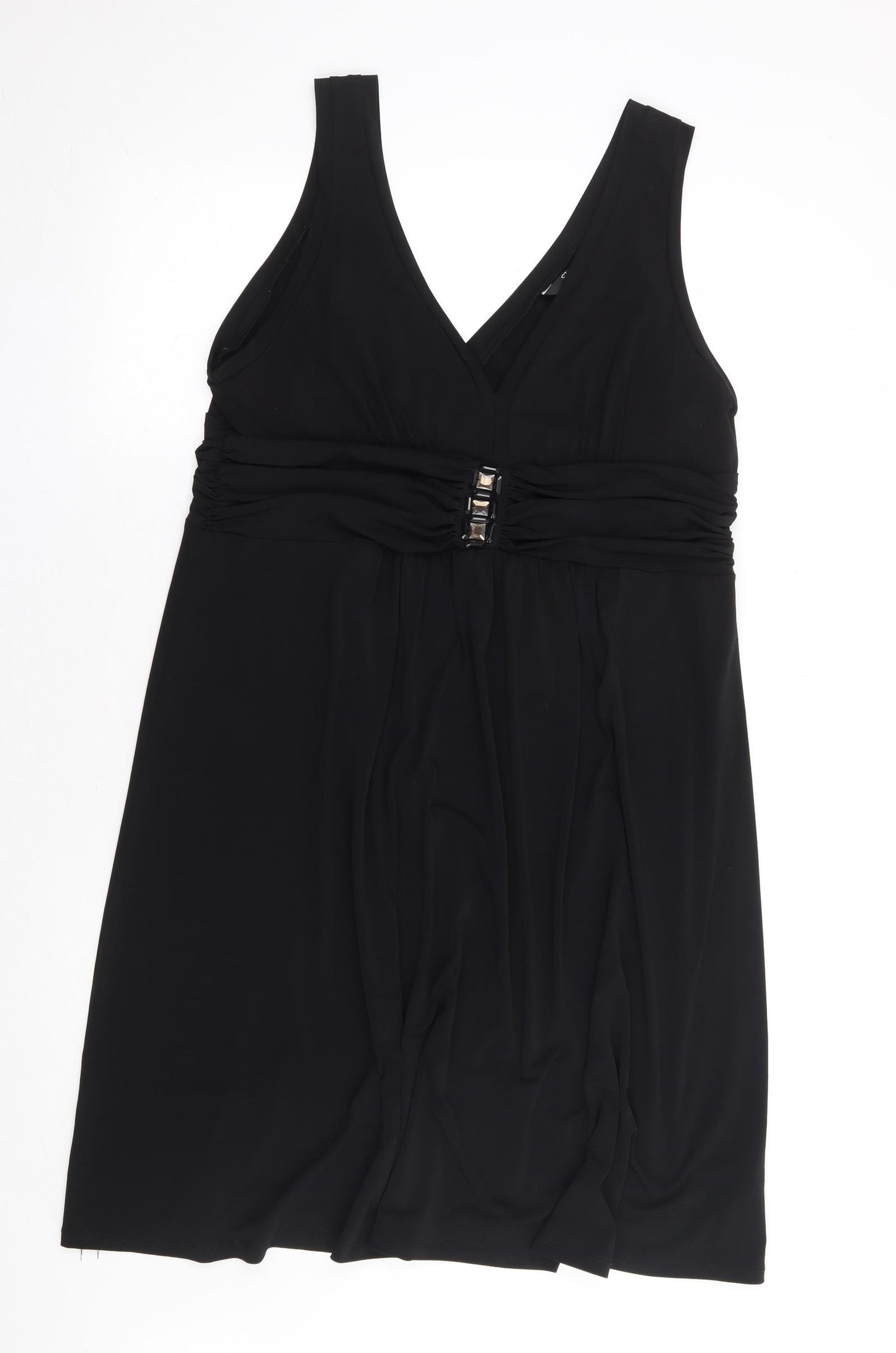 Star by Julian MacDonald Womens Black Polyester A-Line Size 20 V-Neck Pullover