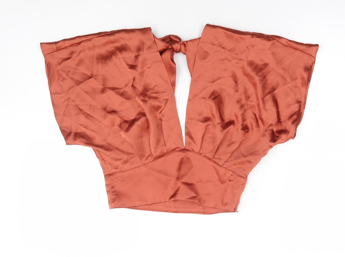 Zara Womens Brown Polyester Cropped Blouse Size S V-Neck