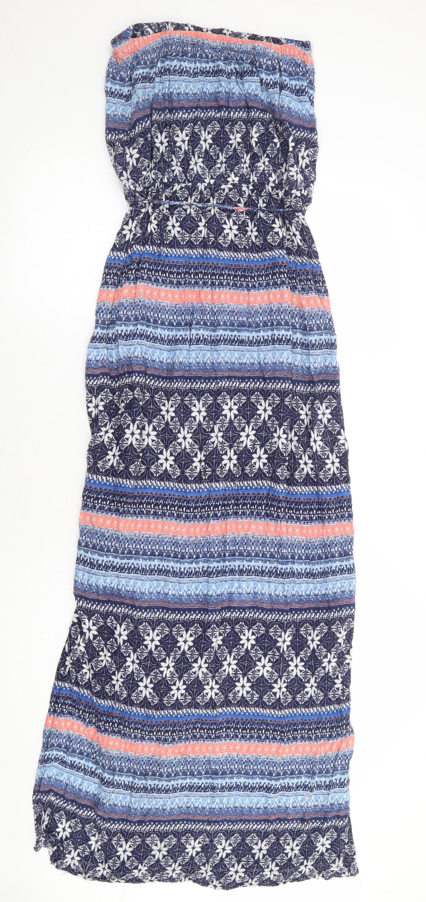 George Womens Blue Geometric Viscose Maxi Size 12 Off the Shoulder Pullover
