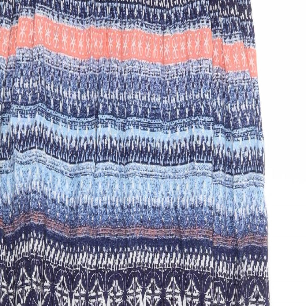 George Womens Blue Geometric Viscose Maxi Size 12 Off the Shoulder Pullover