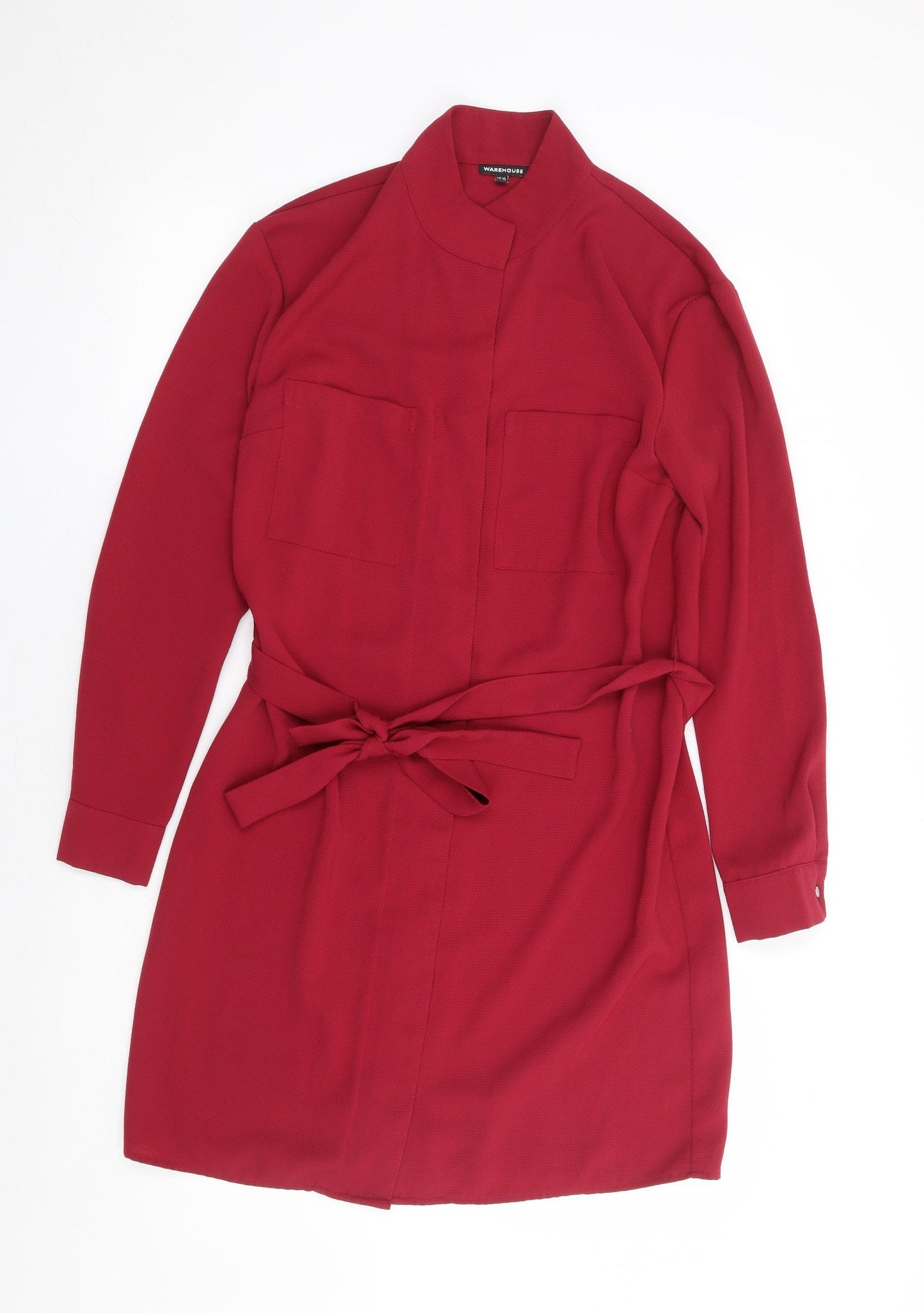 Warehouse Womens Red Polyester A-Line Size 10 Round Neck Zip