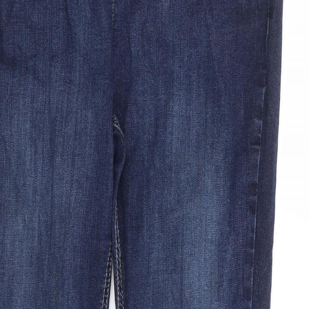 Per Una Womens Blue Cotton Straight Jeans Size 12 L29 in Slim Zip