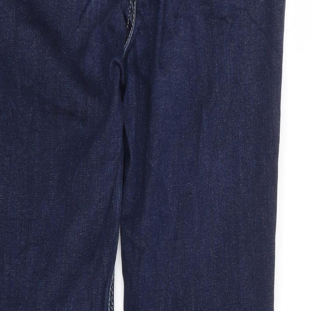 Per Una Womens Blue Cotton Straight Jeans Size 12 L29 in Slim Zip