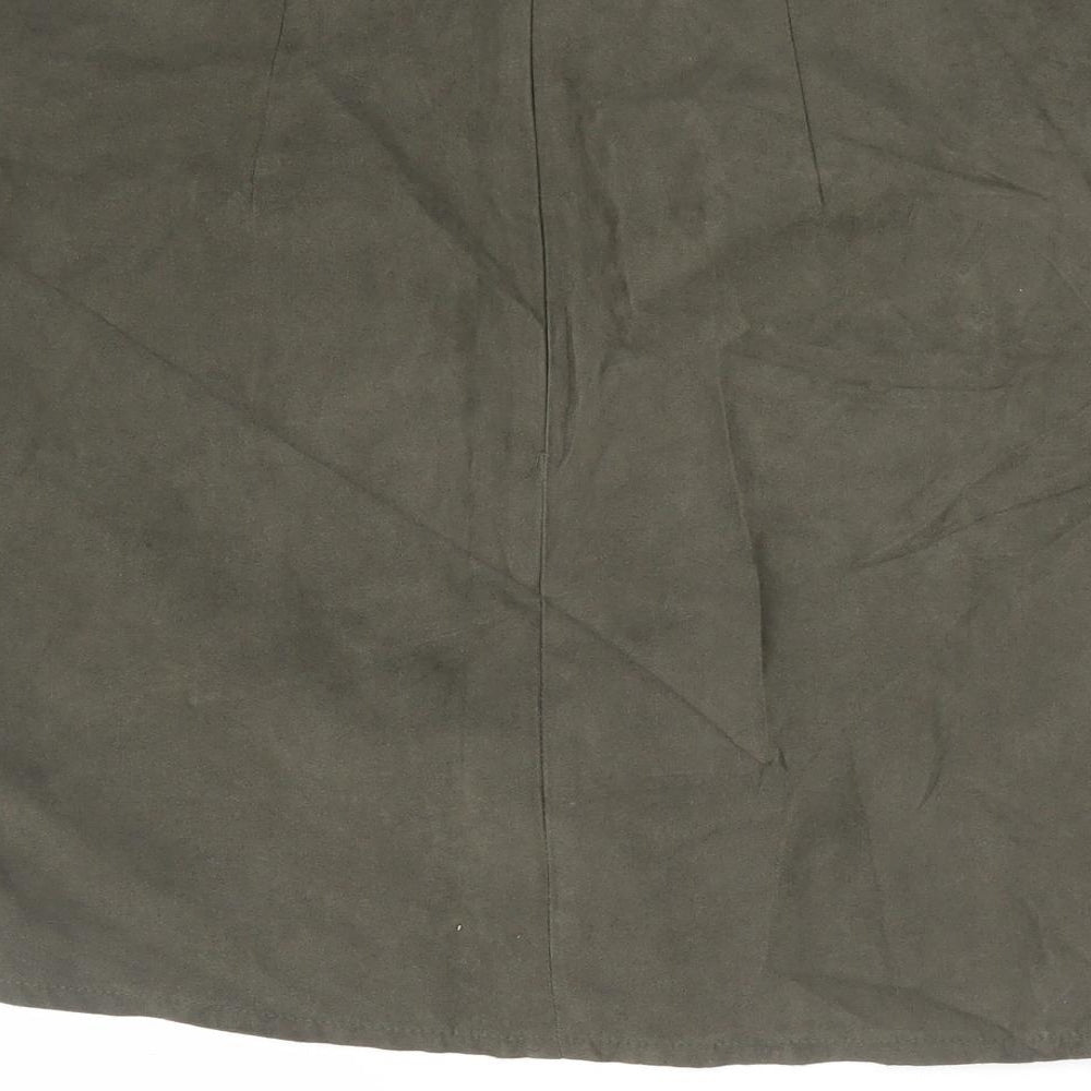 Primark Womens Green Polyester Mini Skirt Size 8 Zip - Suede Effect, Faux Pockets