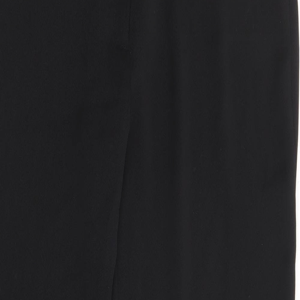 BHS Womens Black Polyester Trousers Size 10 L30 in Regular Zip