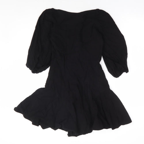 Zara Womens Black Viscose A-Line Size XS Sweetheart Zip