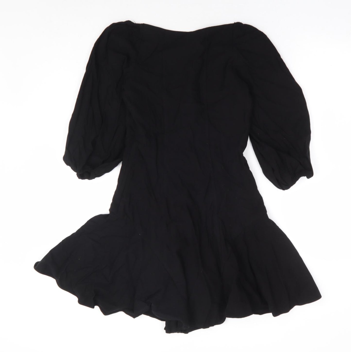 Zara Womens Black Viscose A-Line Size XS Sweetheart Zip