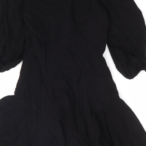 Zara Womens Black Viscose A-Line Size XS Sweetheart Zip