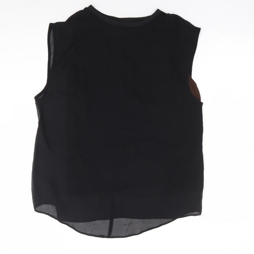 Zara Womens Black Polyester Basic Tank Size M Round Neck