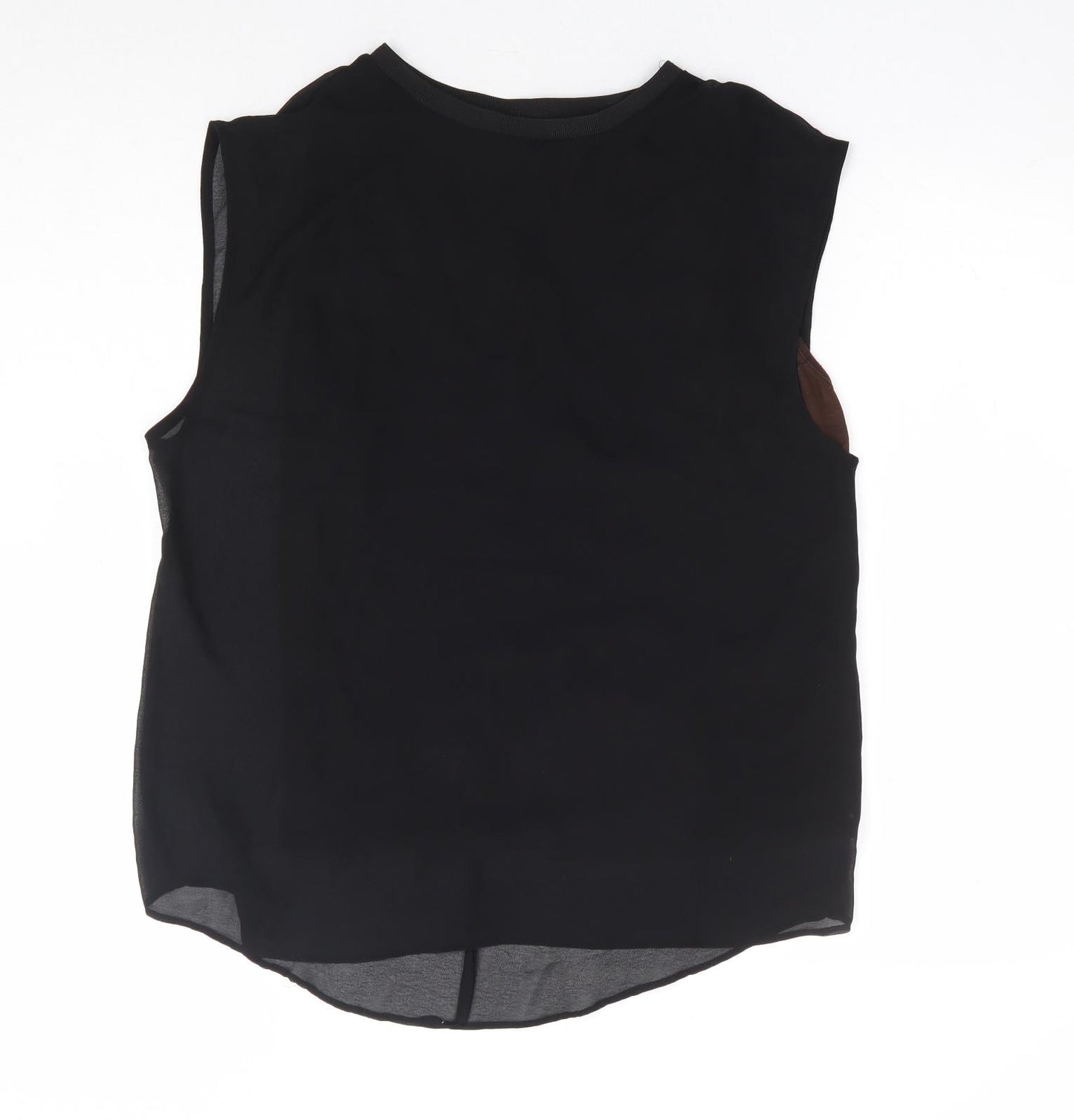 Zara Womens Black Polyester Basic Tank Size M Round Neck