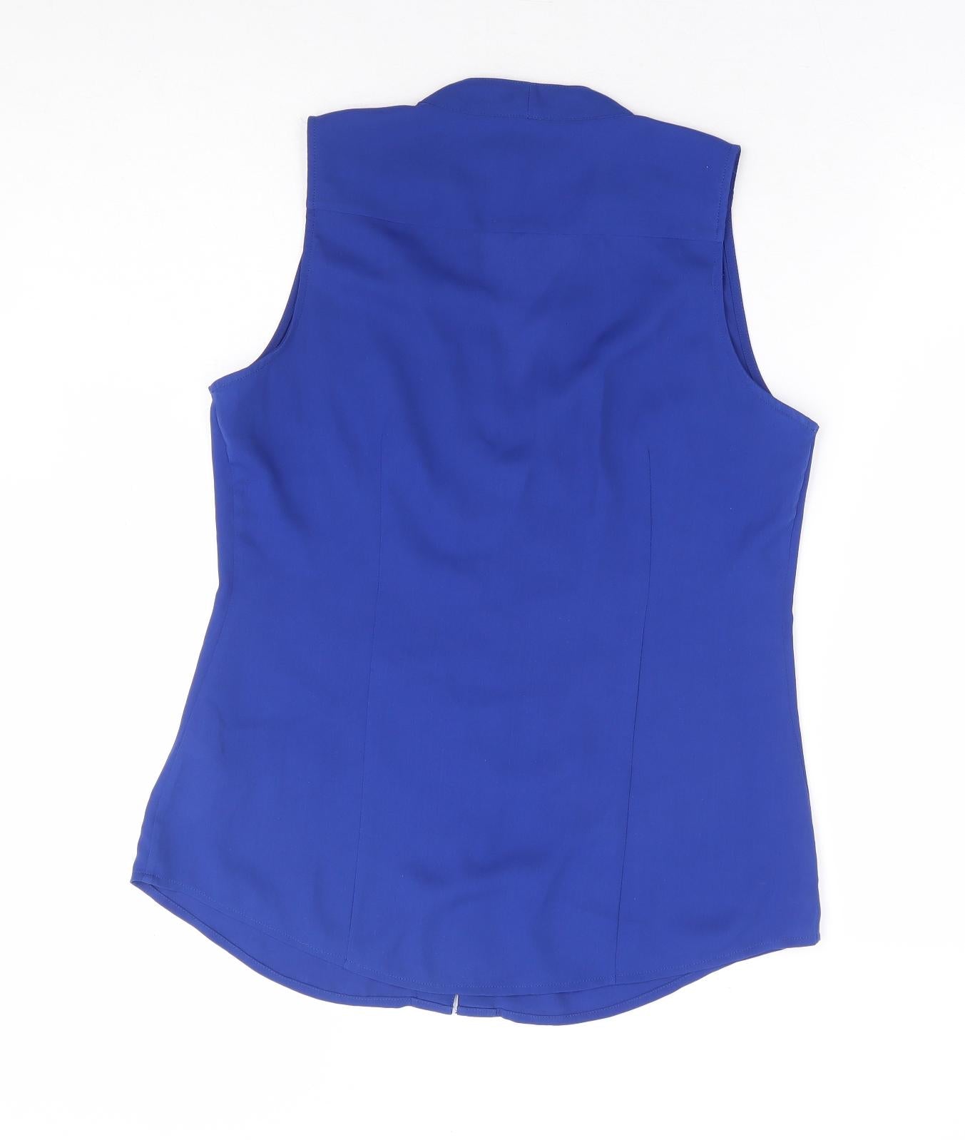 Banana Republic Womens Blue Polyester Basic Blouse Size S V-Neck