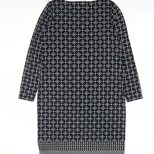 J. Jill Womens Black Geometric Rayon Shift Size XS Round Neck Pullover