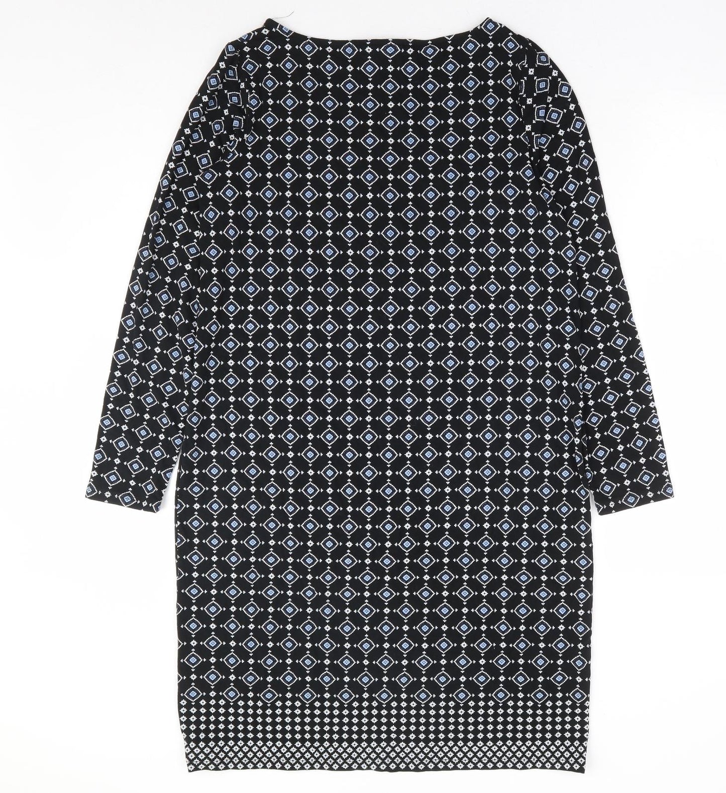 J. Jill Womens Black Geometric Rayon Shift Size XS Round Neck Pullover